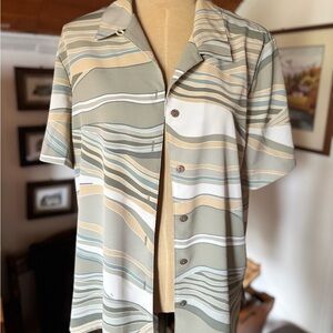 Vintage TanJay Button-Up Shirt in Tan, Green and Beige